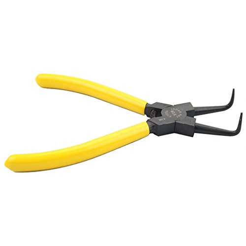 GOOFIT Hand Tool 90 Degree Tip Yellow Grips Internal Bent Circlip Plier