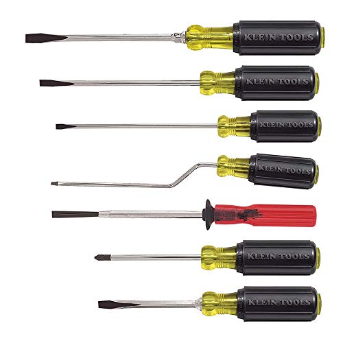 Klein Tools 85077 Screwdriver Set MultiApplication Screwdriver Kit with CushionGrip Handles and TipIdent 7Piece