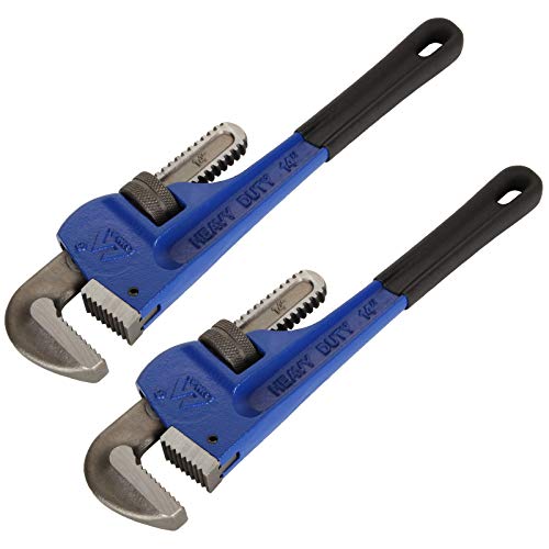 LANIAKEA 2 Pack Pipe Wrenches 14 Inch Pipe Wrench Heavy Duty Plumbing Wrench Adjustable Plumbing Pipe Wrench